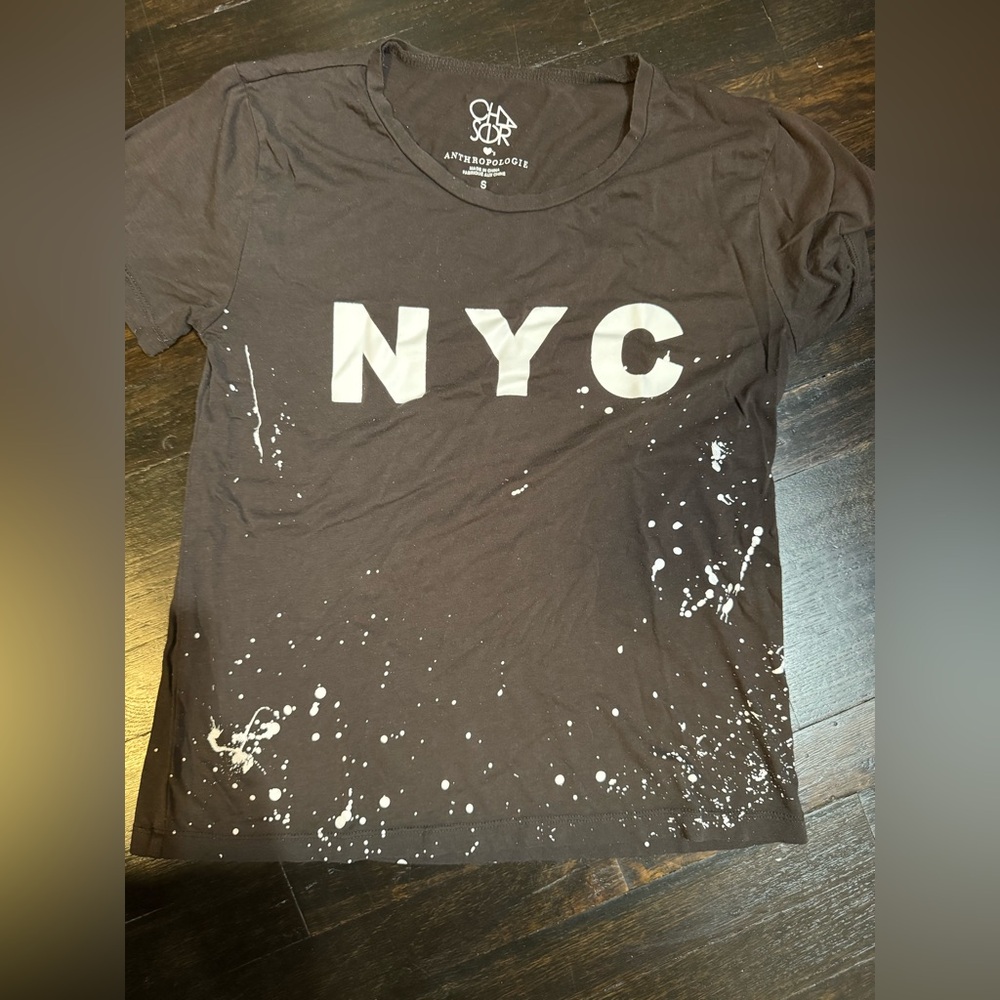 Anthropologie Black and White NYC Splatter Tee